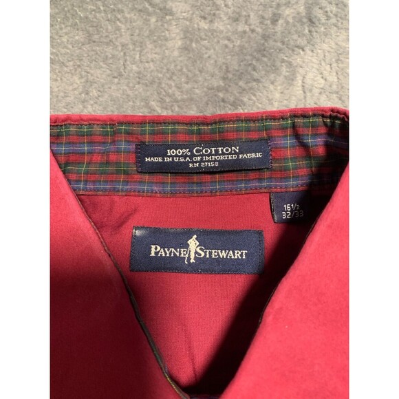 Payne Stewart Shirt Mens 16 1/2 32/33 Maroon Long Sleeve Button Up Classic - Picture 9 of 13